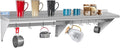 Hally Stainless Steel Shelf with 9 Hooks 18" x 72" Wall Mounted Pot Rack 500lb, NSF Commercial Floating Shelving for Storage Hanging Pots, Pans, cookware in Restaurant, Kitchen, Home and Hotel