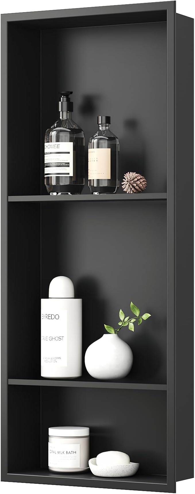 Neodrain 12X30 Inch Matte Black 3-Tier Stainless Steel Shower Niche, NO Tile Needed Recessed Wall Niche Shelf for Bathroom Storage Cabinet