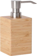 Bamboo Soap Dispenser with Anti-Slip Pads and Stylish Horizontal Wood Grain, Hand Dispenser for Bathroom, Kitchen, Dish, Lotion, Shampoo, Liquid Soap (7 Oz)