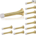 HOMOTEK 12 Pack Spring Door Stopper with Rubber Bumper 3-1/8" Flexible Spring Heavy Duty Wall Door Stop Low Mounted Door Bumper for Home (Bright Brass)