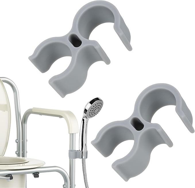 2 PCS Shower Head Holder for Shower Chair, Bath Seat Shower Bracket Attachment Tube Clamp Bracket for Inside Shower Bath Chair Tub Transfer Bench Shower Aids Accessories for Elderly Disabled Users