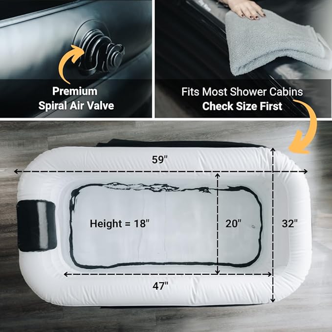 Alaskey® Portable Inflatable Bathtub For Ice Bath Or Hot Baths | Foldable & Freestanding Soaking Recovery Tub For Adults | Durable, Space-Saving, Easy To Store | Perfect For Indoor Home Spa Relaxation