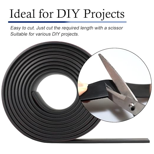 Neoprene Rubber Strips Self Adhesive Solid Rubber Sheets, Rolls & Strips for DIY Gaskets Crafts Pads Seals Warehouse Flooring Neoprene Sheet with Adhesive Backing (1" Wide x 1/5" Thick x 10' Long)