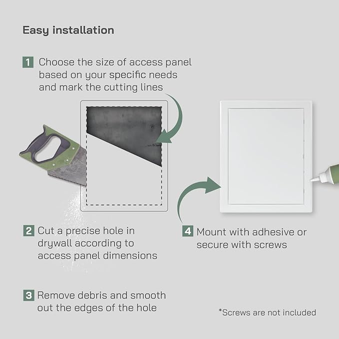 Vent Systems 8'' x 10'' Inch White Metal Access Panel - Easy Access Doors - Access Panel for Drywall, Wall, Electrical and Plumbing Service Door