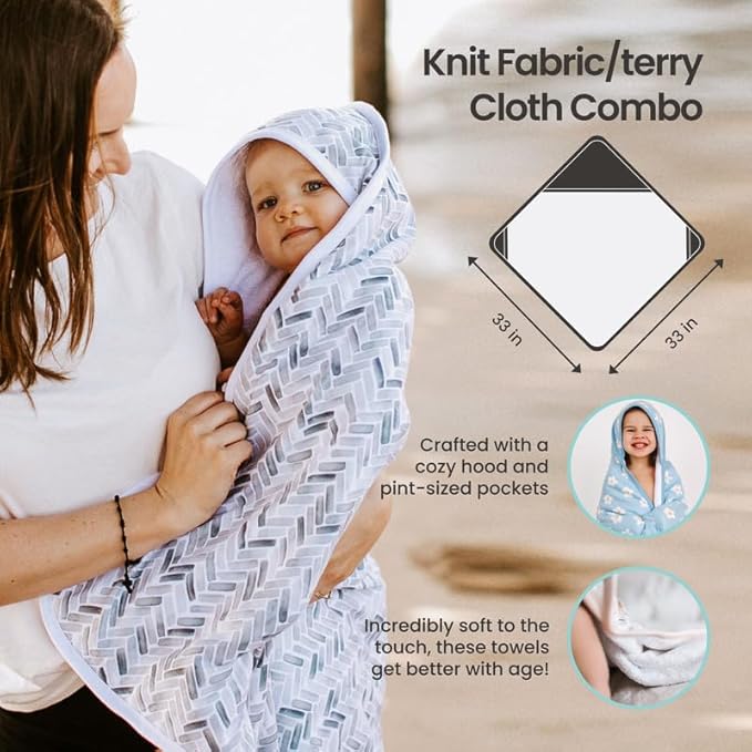 Copper Pearl Hooded Bath Towels Premium Knit/Terry Cloth Baby Towels with Hood, Pockets, and Cool Designs - Great to Gift and Make Bath Time Fun - Baby Bath Towel, Bison