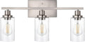 Bathroom Light Fixtures 3-Lights Seeded Glass in Brushed Nickel Finish, 23.6-Inches Vanity Lighting Bath Wall Mount Lamp for Kitchen Living Room Workshop