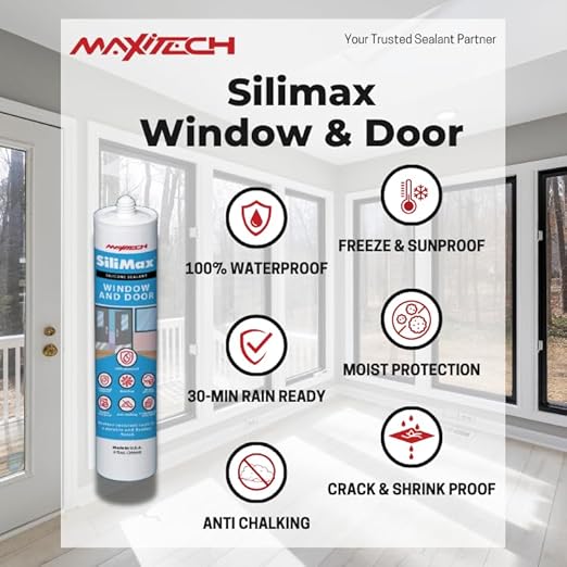 Window & Door – 100% Silicone Caulk White, Window Seal, RTV Silicone Sealant Indoor & Outdoor Caulking Weatherproof Adhesive – 9.5 oz Cartridge, 2-Pack (2 Pack, 2, Count)