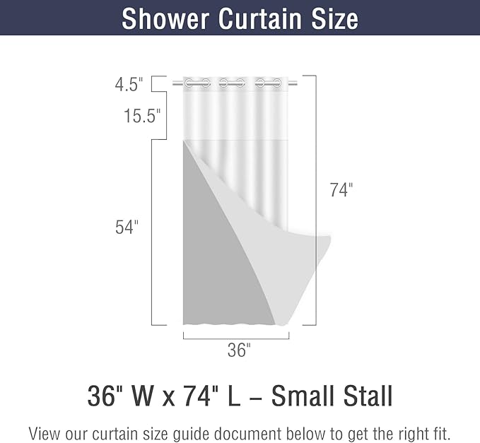 Gibelle Stall Small Shower Curtain 36x74, Waffle Weave Shower Curtain with Snap-in Fabric Liner Set, No Hooks Needed, Hotel Style with Mesh Top Window, Navy Blue