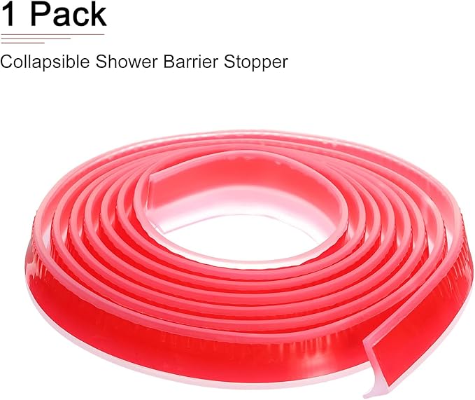 98"x0.8"x0.5" (LxWxH) Collapsible Shower Barrier Stopper - 1 Pack - Good for Bathroom Kitchen - L Shape Water Splash Guard Blocker - Clear