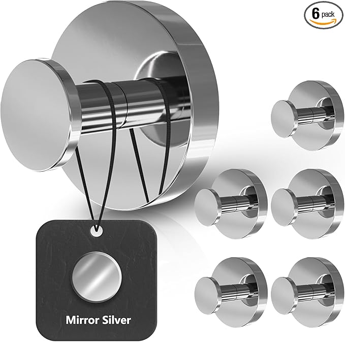 Shower Hooks for Inside Shower,Suction Cup Hooks for Glass Window,Removable Towel Hooks for Bathrooms,6 Packs(Mirror)