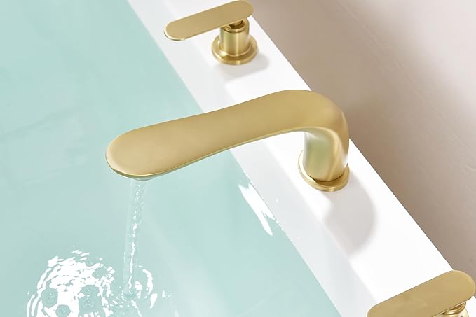 SITGES Classic Bathtub Faucet,2-Handle Brushed Nickel Tub Filler,3-Hole Widespread Roman Tub Faucet,High Flow Deck Mount Bath Tub Faucet with Valve Included