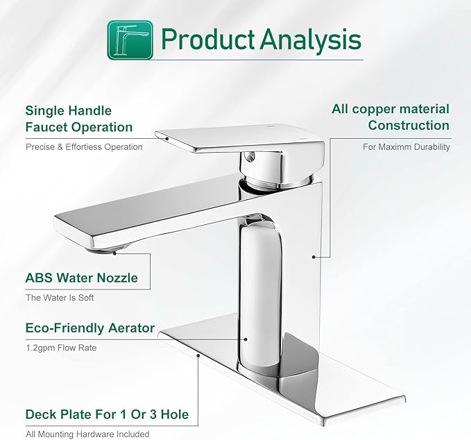 VOTON Chrome Bathroom Faucet One Hole Single Handle Bathroom Sink Faucet Lavatory Faucet with Deck Plate, Lavatory Vanity,Rv Sink