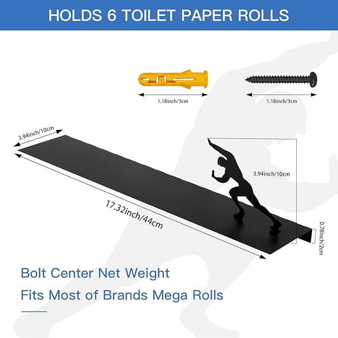 Multifunctional Wall-Mounted Toilet Paper Holder Shelf – Heavy-Duty Metal Bathroom Storage & Decorative Art – Towel Rack, Tissue Organizer & Plant Display (Black)