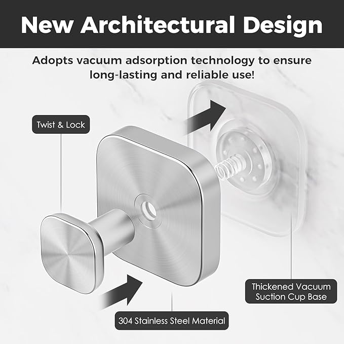 Shower Hooks for Inside Shower,Reusable Suction Cup Hooks for Glass Window,Mirror,Removable Towel Hooks for Bathroom,4 Pack(Silver)