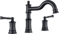 Roman Bathtub Faucet Deck Mount Tub Faucet for Bathroom Widespread Elegant Classic Spout with 3 Holes 2 Handle Valve Cartridge Included, Matte Black