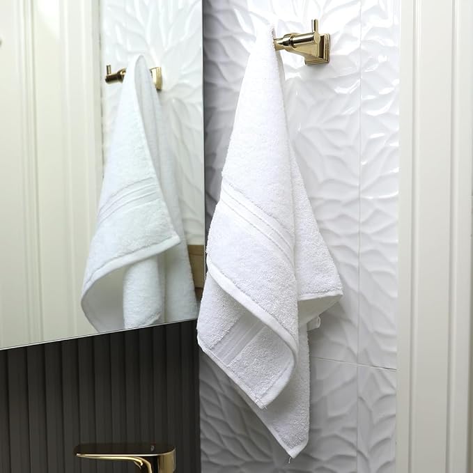 Hand Towels 4 Pack - Soft & Cozy, Large (16"x 28") Cute, Soft, Decorative - Versatile, Perfect as Hand Towels for Bathroom, Gym, Hotel, Spa Towels - White