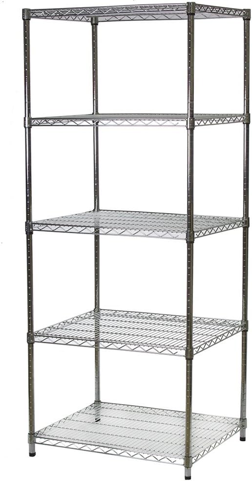 SI 24"d x 30"w x 54"h Chrome Wire Tiered Shelving Unit with 5 Adjustable Shelves, 600lbs Capacity Each, Silver