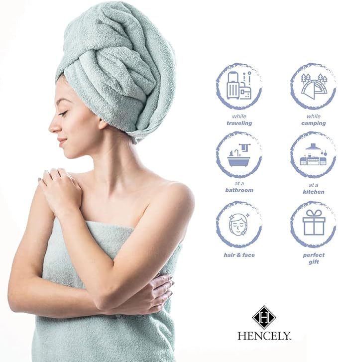 Hencely Bath Sheet Set of 2 - (35x64 Inches) - Luxury Extra Large Oversized Towels, 100% Cotton - Quick Dry, Highly Absorbent, Super Soft - Spa, Hotel, Bathroom - (Bath Sheets 2 Pack, Light Green)