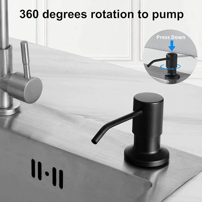 Soap Dispenser for Kitchen Sink,Stainless Steel Built in Soap Dispenser Countertop Pump Head,Dish Soap Hand Lotion Dispenser with Refillable 13.5OZ Bottle