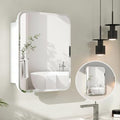Rectangle Medicine Cabinet with Beveled Edge Mirror, No-Assembly Bathroom Wall Cabinet with Mirror, Adjustable Shelves, Tissue Slot, Recessed or Surface Mount (20" H x 16" W)
