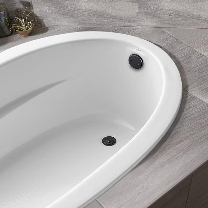 Matte Black Lift & Turn Tub Trim Set with Two-Hole Overflow Faceplate and No Putty Gasket, Bathtub Conversion Kit Assembly with Universal Fine/Coarse Thread, No Putty Installation by Artiwell