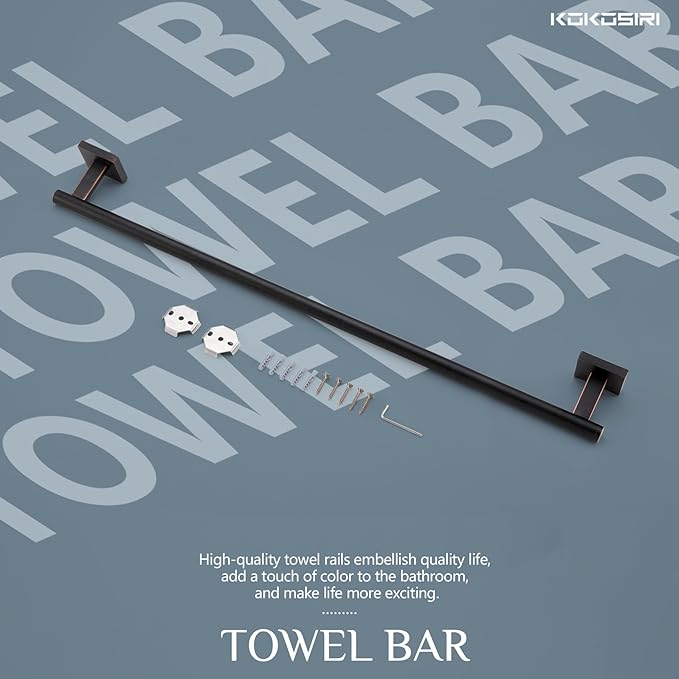 KOKOSIRI Bathroom Towel Bar 36'' Towel Holder for Bath Kitchen Wall Mount Towel Rails 36 Inch Oil Rubbed Bronze Stainless Steel B4005ORB-L36