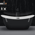 67" Freestanding Acrylic Bathtub, Modern Soaking Tub with Chrome Overflow & Drain, CUPC Certified, Deep Soaking Design for Luxurious Spa Experience, Contemporary Bathroom Centerpiece