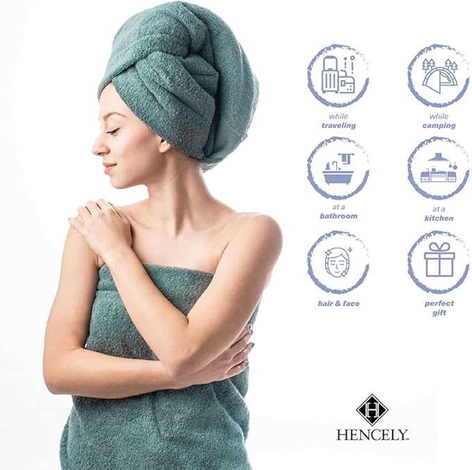 Hencely Bath Sheet Set of 2 - (35x64 Inches) - Luxury Extra Large Oversized Towels, 100% Cotton - Quick Dry, Highly Absorbent, Super Soft - Spa, Hotel, Bathroom - (Bath Sheets 2 Pack, Dark Green)