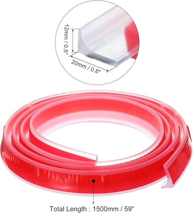 uxcell 59 Inch Collapsible Shower Barrier Stopper Water Splash Guard Blocker 59"Lx0.8"Wx0.5"H for Bathroom Kitchen Wet and Dry Separation, Clear