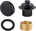 Artiwell Lift & Turn Tub Trim Set with Two-Hole Overflow Faceplate, All Brass Bathtub Conversion Kit Assembly with 2-Hole Overflow Face Plate and Universal Fine/Coarse Thread (MATT Black)