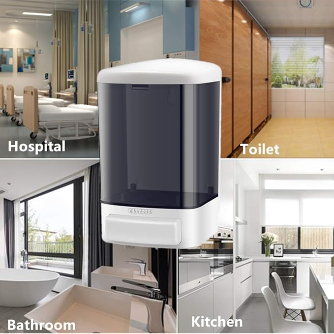 Manual Soap Dispenser Kitchen Bathroom 33.8oz/1000ml Wall Mounted Hand Commercial Soap Dispenser for Liquid Containers Shampoo Gel Chamber Plastic (Black)