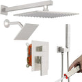 ENGA Shower Faucet Set, Dual Head Shower System 10" & 6" Square Rain Shower Heads with 2 in 1 Handheld Spray, 3 Way Water Diverter, Brushed Nickel