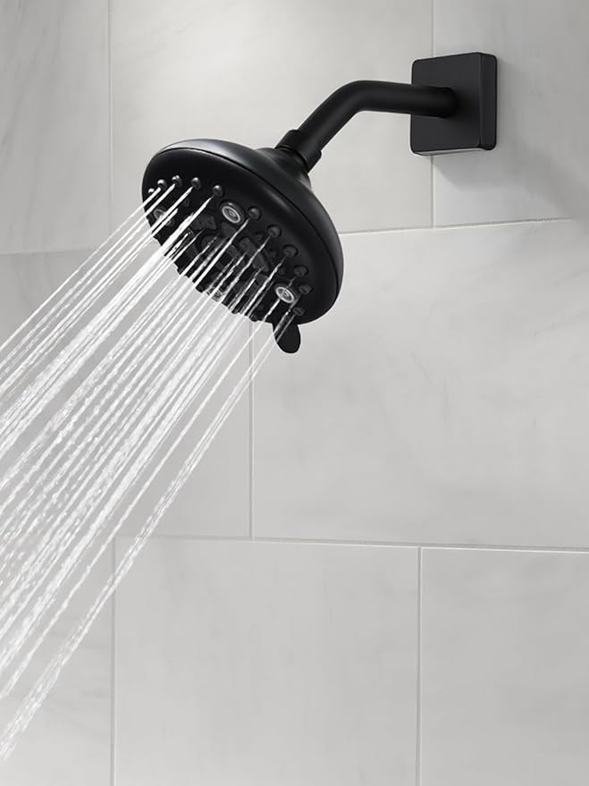 G-Promise All Metal 6-Inch Shower Arm with Flange, Wall-Mounted Stainless Steel Shower Pipe Replacement for Fixed and Handheld Shower Heads, Matte Black