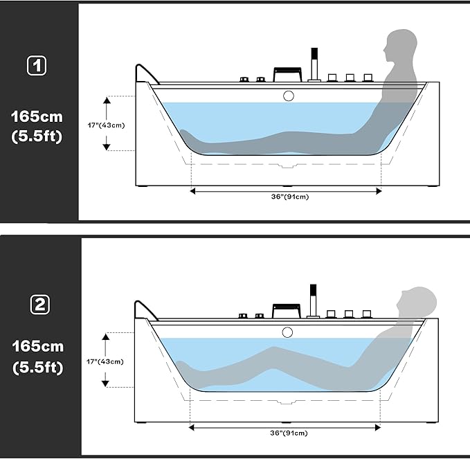 Empava 59" Acrylic Alcove Whirlpool Bathtub - 11 Jets Hydromassage with Chromatherapy, 750W, 58 Gallons, 3-Side Apron, Waterfall Faucet & ETL Certified