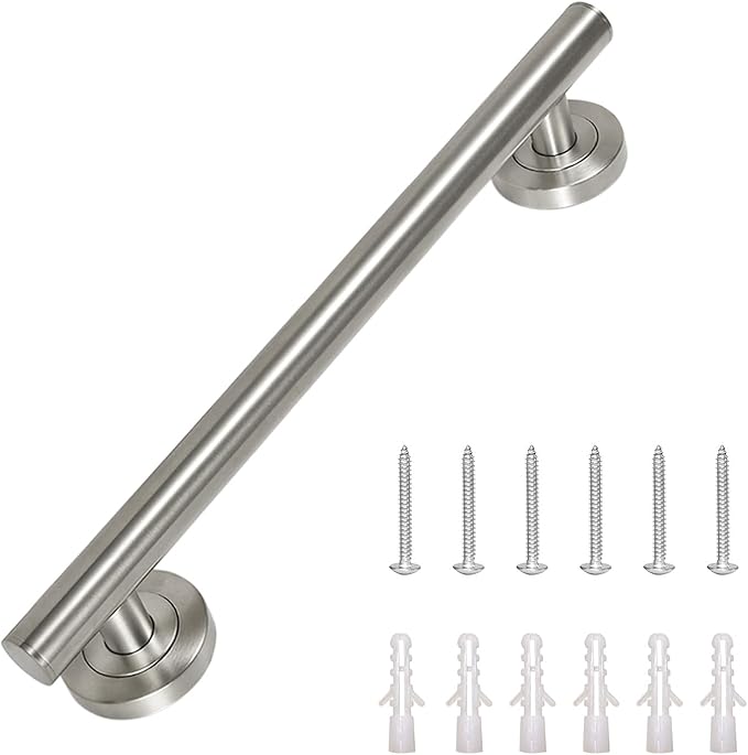 Lava Odoro Shower Grab Bar, Modern Stainless Steel Handicap Grab Bar for Bathtubs and Showers, Shower Safety Bar for Seniors Disabled, ADA-Compliant (Brushed Nickel, 24 Inch)