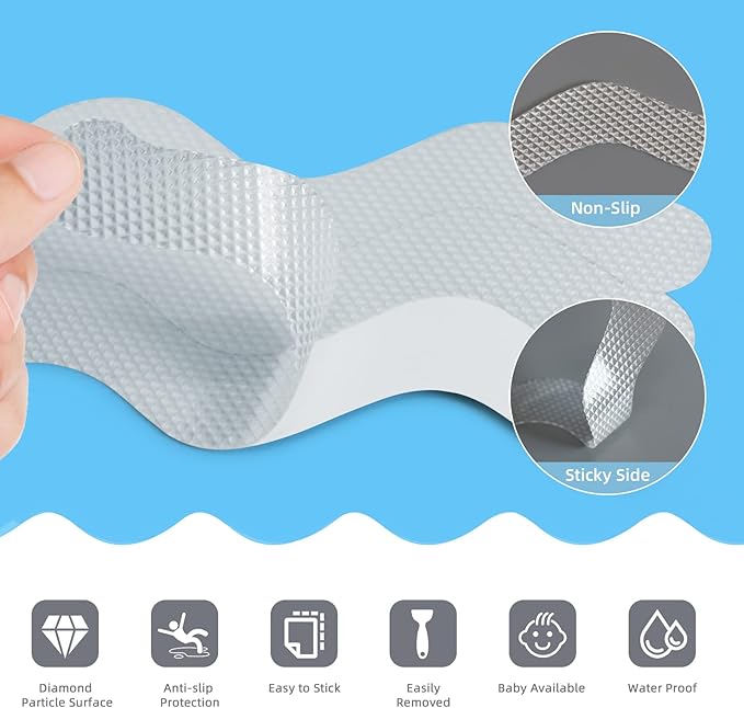 Non Slip Bathtub Stickers Set of 30, Bath Stickers Non Slip with Premium Scraper, Safety and Waterproof Bath Tub Slip Stickers for Bathtub, Shower, Pool, Ladder (White)