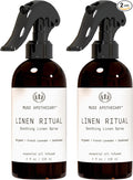 Muse Apothecary Linen Ritual - Aromatic, Soothing, and Relaxing Linen Mist, Laundry and Fabric Spray - Infused with Aromatherapy Essential Oils - 4 oz, Bergamot + French Lavender + Sandalwood, 2 Pack