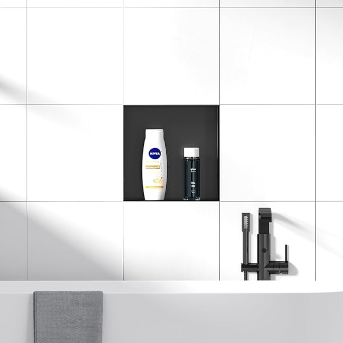 Stainless Steel Shower Niche 12" X 12", No Tile Needed Wall Niche Shower, Recessed Shower Shelf for Bathroom Storage, Matte Black