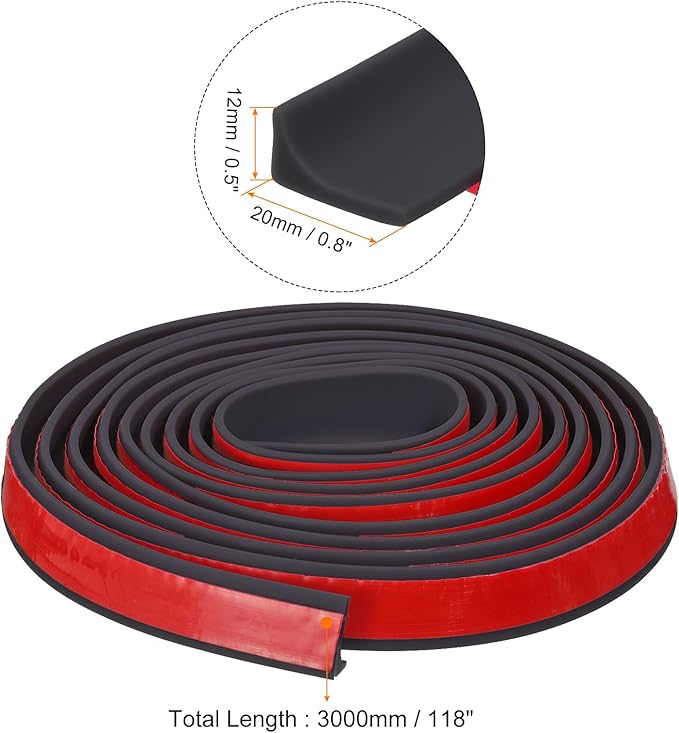 uxcell 118 Inch Collapsible Shower Barrier Stopper Water Splash Guard Blocker 118"Lx0.8"Wx0.5"H for Bathroom Kitchen Wet and Dry Separation, Black