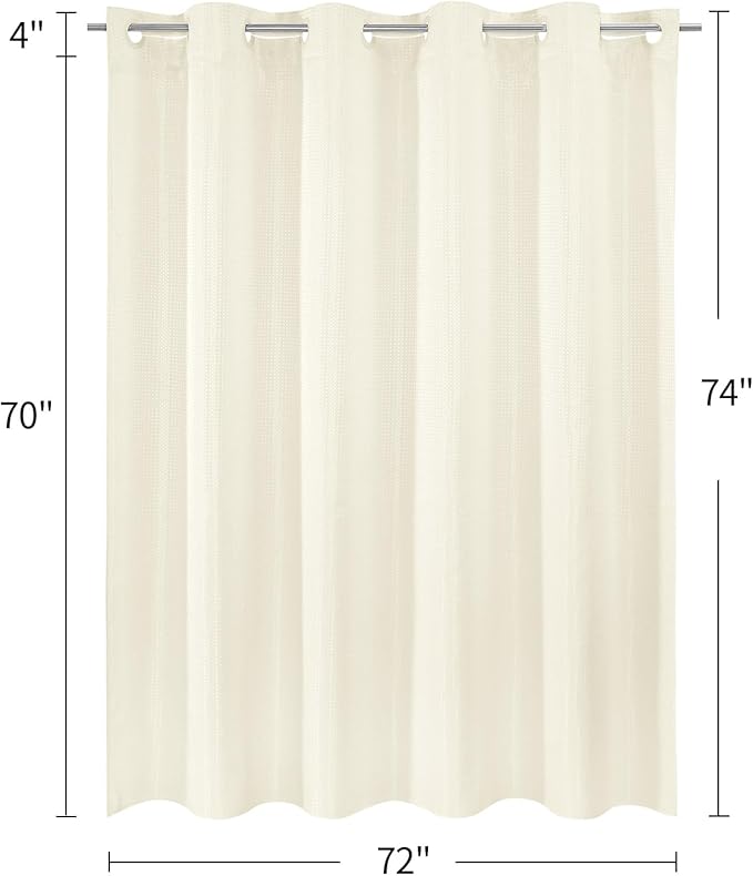 MitoVilla No Hooks Needed Ivory Waffle Shower Curtain Liner Set, Modern Waffle Weave Heavy Duty Fabric Cloth Shower Curtain with Snap-in Liner for Luxury Neutral Hotel Spa Bathroom Decor