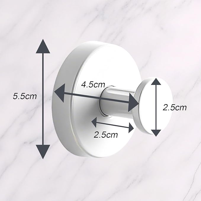 Suction Cup Hooks for Shower, 4 Pcs Stainless Steel Wall Shower Hooks for Bathroom Kitchen, Glass, Mirror,White