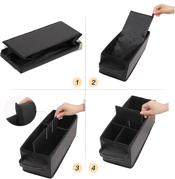 Lukeline Tampon Holder for Bathroom, Bathroom Storage Containers with Lid, Adjustable Divider Feminine Product Organizer, Tampon Organizer, Bathroom Accessories Decor Boxes (Black, 1-Pack)