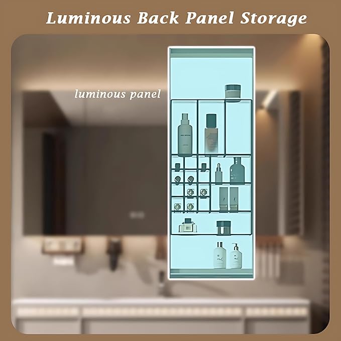 40IN Modern Bathroom Vanity with Sink - Bathroom Vanity with Drawer Organizer, LED Mirror Lights & Defogging Function | Wall - Mounted Vanity with Multifunctional Storage Rack