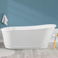 FerdY Langkawi 67" Acrylic Freestanding Bathtub, White Modern Stand Alone Soaking Bathtub, cUPC Certified, Brushed Nickel Drain and Minimalist Linear Design Overflow Included, Easy to Install, 02568T