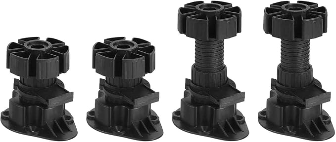 60x46mm(LxW) Adjustable Leveling Feet - 8Pack- Good for Furniture - Leveler Support Frame Replacement Legs - Black