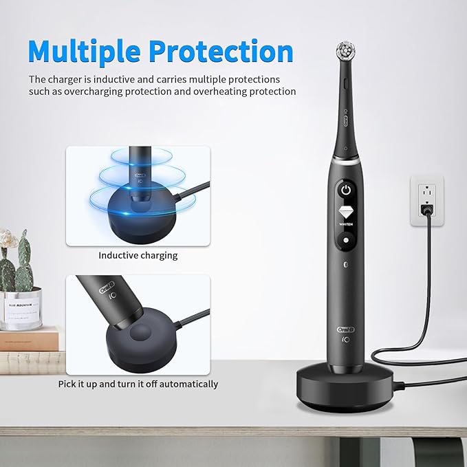 Charger for Oral B iO iO7 iO8 iO9 Electric Toothbrush, Model 3768 Magnetic Replacement Charger for Oral-B iO Electric Toothbrushs,Black（Incompatible IO4/5/6）