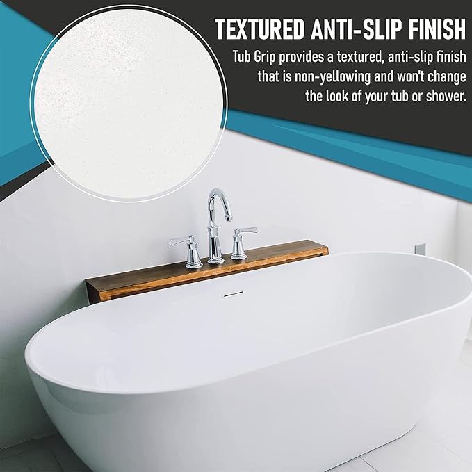 Anti-Slip Bath & Shower Floor Solutions (2 Bottles) – Tub Grip – Barefoot Friendly Non-Slip Coating Fixes Slippery Fiberglass & Acrylic Showers & Tubs