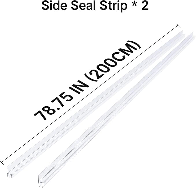 AmazerBath Shower Door Side Seal Strip (Set of 2), Frameless Glass Shower Door Seal Strip - Suitable for 1/4 Inch Glass, 78 inch