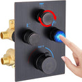 Push Button 3 Way Thermostatic Shower Diverter Valve, Concealed 3 Outlet Multi Function Brass Mixer Shower Valve Kit Can Control Flow and On-Off Simultaneously, Oil Rubbed Bronze
