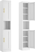 Tall Narrow Storage Cabinet 66.93" H Tall Bathroom Cabinets Metal Pantry Cabinet, 4 Adjustable Shelves for Kitchen, Home Office, Living Room, Dinning Room (11.8 inches Wide White)